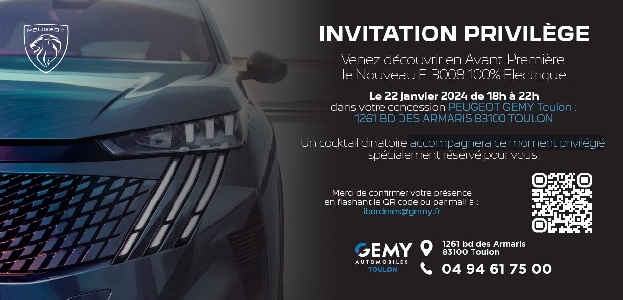 GEMY Toulon : Découvrez le nouveau E-3008 100% électrique !