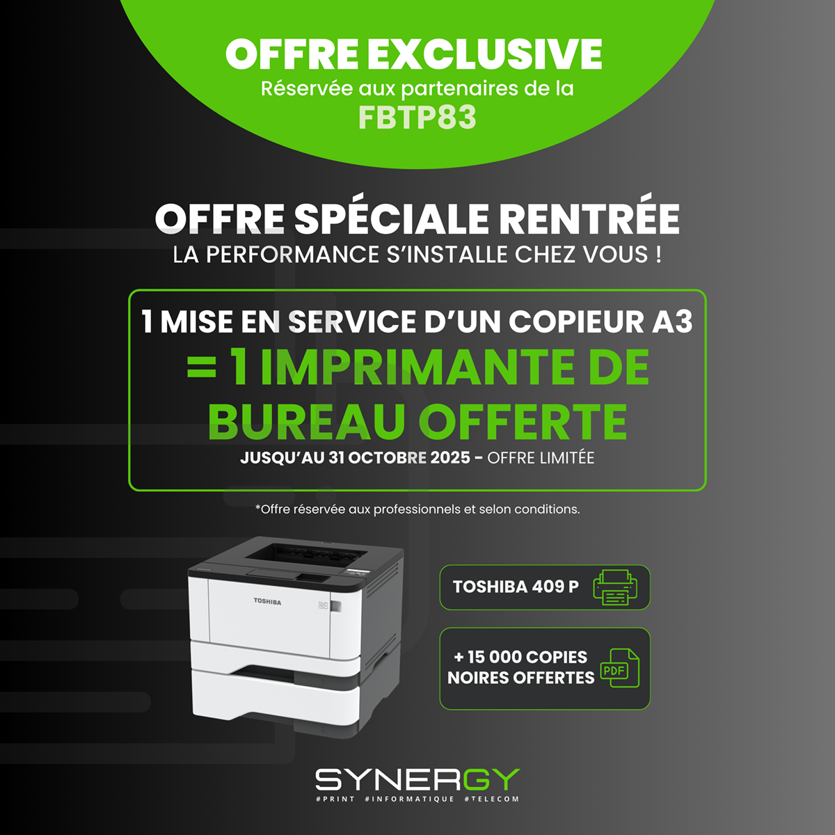 SYNERGY – Un copieur A3, un bonus immédiat !